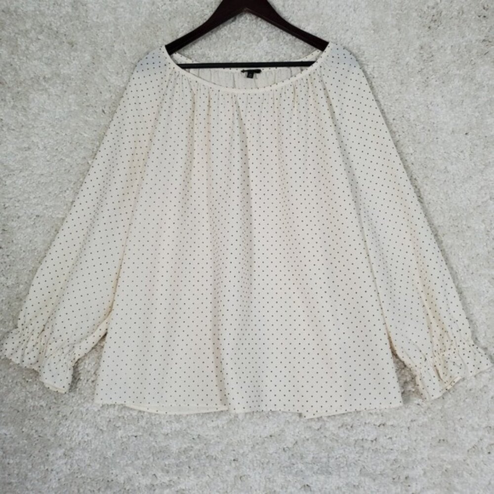 Talbots Women Swiss Dot Blouse Size 3X Cream Pullover Long Sleeve